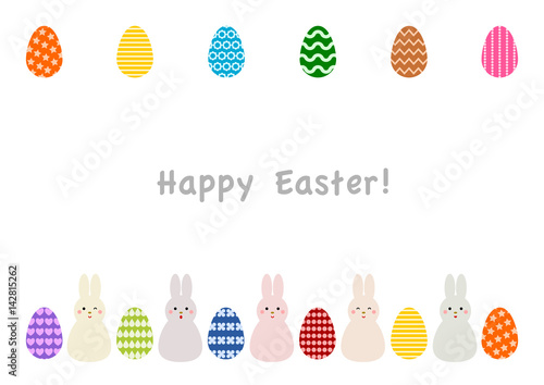 Happy Easter イースター ウサギと卵 イラスト フレーム Buy This Stock Vector And Explore Similar Vectors At Adobe Stock Adobe Stock