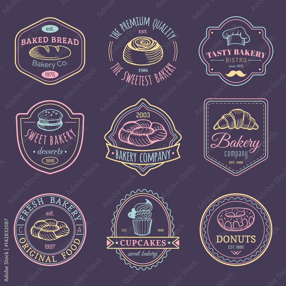 Image vectorielle Stock Vector set of vintage bakery logos. Retro ...