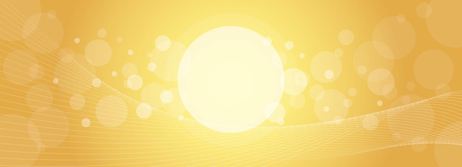 Wall Mural - transparent circles and waved lines on golden background