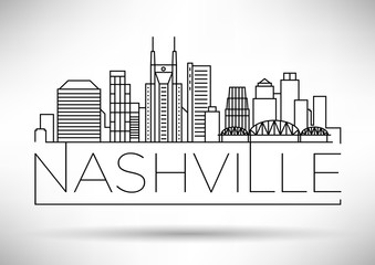 Minimal Nashville Linear City Skyline with Typographic Design