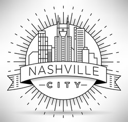 Canvas Print - Minimal Nashville Linear City Skyline with Typographic Design