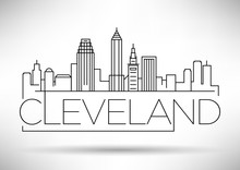 Minimal Cleveland Linear City Skyline With Typographic Design