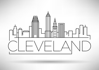 Sticker - Minimal Cleveland Linear City Skyline with Typographic Design