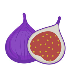 Wall Mural - Fresh figs icon, flat, cartoon style.Isolated on white background. Vector illustration, clip-art