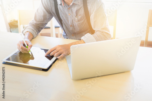 Interior Designer Hand Working With New Modern Computer