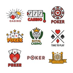 Wall Mural - Gambling poster of casino and poker logotypes on white