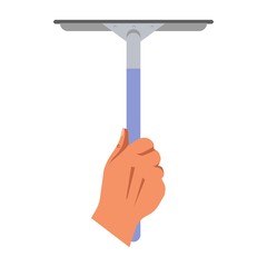 Poster - Cleaning concept with hand holding mop for washing windows