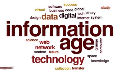 Wall Mural - Information age animated word cloud, text design animation.