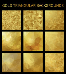 Wall Mural - Set of gold vector triangular backgrounds