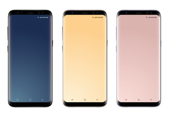 Wall Mural - collection of Modern realistic smartphone with blank screen.