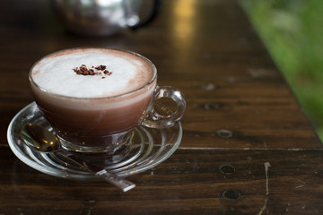 cup of hot cocoa on the table.