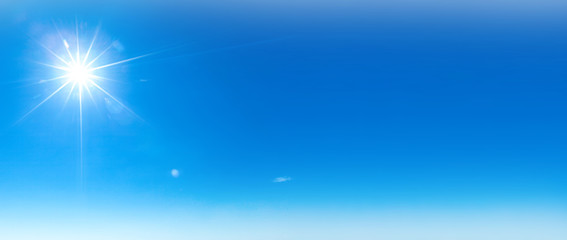shining sun at clear blue sky