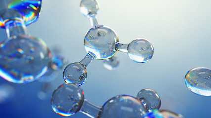 Wall Mural - 3d illustration of glass molecules. Atoms connection concept. Abstract science background.