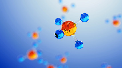 Wall Mural - 3d illustration of molecule model. science background with molecules and atoms.