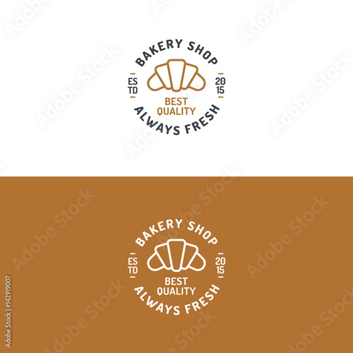 Bakery Shop Logo Set With Croissant Modern Line Style For Use Bread