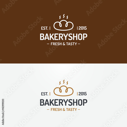 Bakery Shop Logo Set Modern Line Style For Use Bread House Loaf