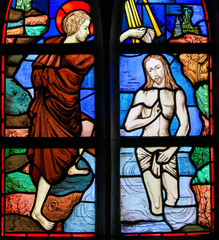 Papier Peint - Stained Glass - Baptism of Jesus by Saint John the Baptist