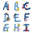 alphabet nautical from A to I - vector illustration, eps
