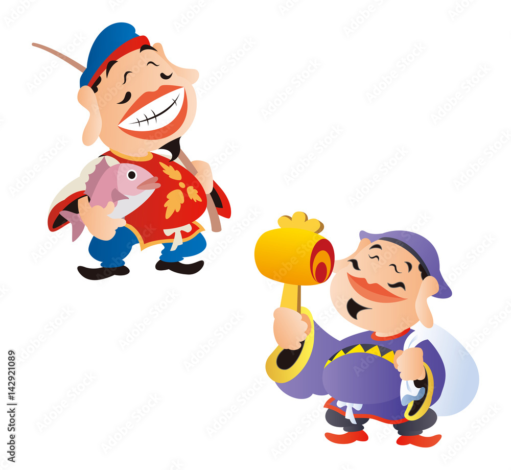 Illustration Stock 恵比寿、大黒、えべっさん、大黒さん | Adobe Stock