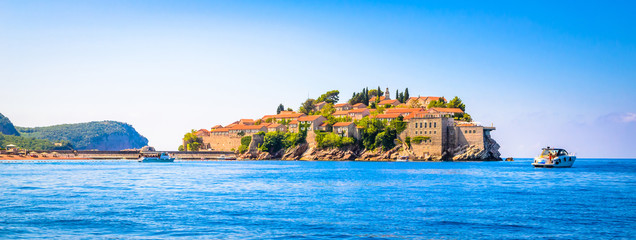 Wall Mural - Sveti Stefan, old historical town and resort on the island. Montenegro.