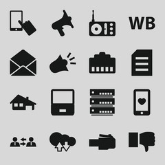 Wall Mural - set of 16 internet filled icons
