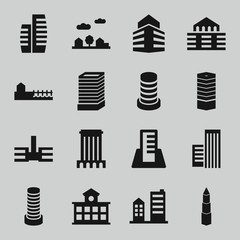 Wall Mural - set of 16 cityscape filled icons