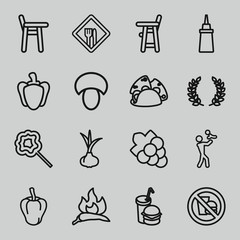 Poster - Set of 16 eating outline icons