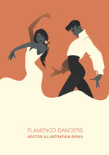Couple Of Flamenco Dancers. Vector Illustration