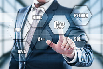 Wall Mural - c sharp programming language web development coding concept