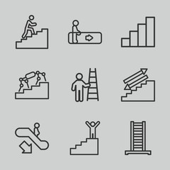 Wall Mural - Set of 9 staircase outline icons