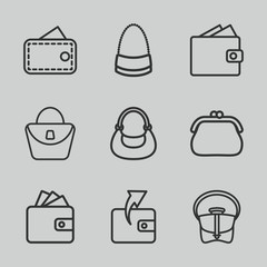 Wall Mural - set of 9 purse outline icons
