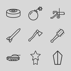 Canvas Print - Set of 9 war outline icons