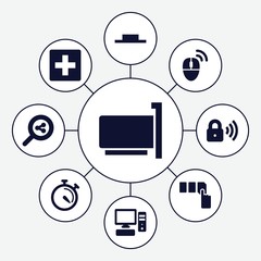 Wall Mural - set of 9 internet filled icons