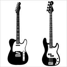 Set Of Isolated Vector Guitars