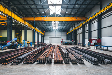 Industrial hall with metal profiles