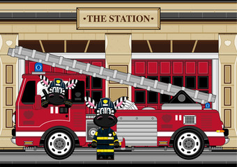 Wall Mural - Cartoon Zebra Firefighter - Firemen