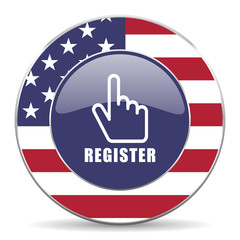 Poster - Register usa design web american round internet icon with shadow on white background.