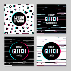 Wall Mural - abstract set of effect glitch. covers, placards, banner, posters, flyers. vector illustration. moder