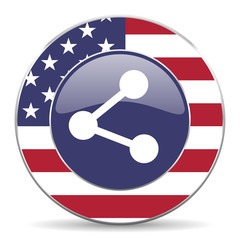 Aufkleber - Share usa design web american round internet icon with shadow on white background.