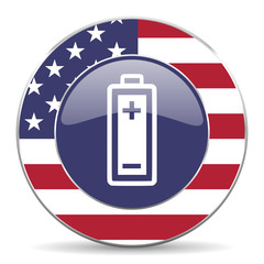 Aufkleber - Battery usa design web american round internet icon with shadow on white background.