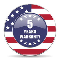 Aufkleber - Warranty guarantee 5 year usa design web american round internet icon with shadow on white background.