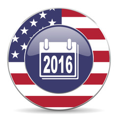 Aufkleber - New year 2016 usa design web american round internet icon with shadow on white background.