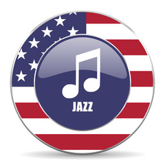 Aufkleber - Jazz music usa design web american round internet icon with shadow on white background.