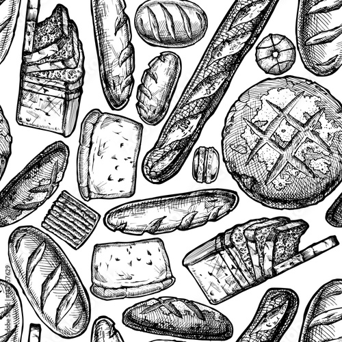 Fototapeta do kuchni Hand drawn Bakery products