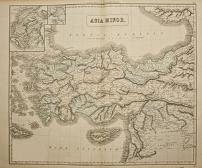 Asia minor. Ancient map of the world . Published by George Philip and son at London 1857 and  are not subject to copyright.