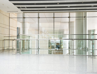 Poster - modern interior with glass wall in an office building.