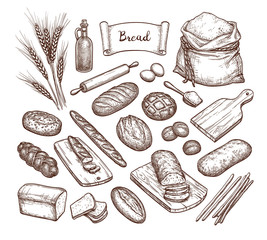 Wall Mural - Bread and Ingredients.