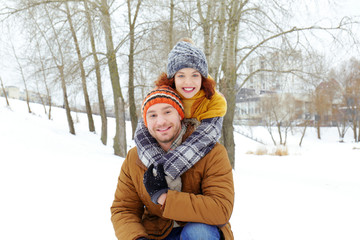 Wall Mural - Lovely couple in winter park