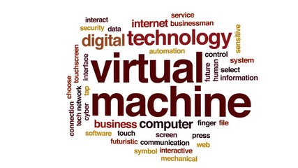 Poster - Virtual machine animated word cloud, text design animation.