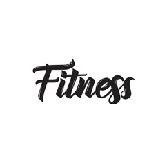 fitness, text design. Vector calligraphy. Usable as background.